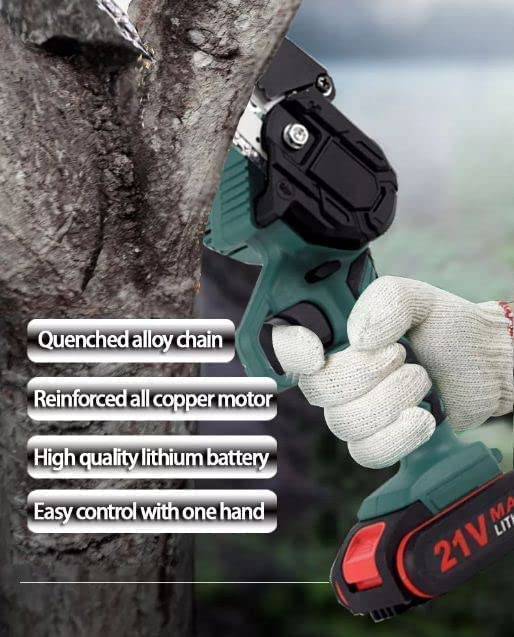 Image of HELLARO 24V Cordless Chainsaw Procut One Hand Lightweight Portable Battery Operated 4inch Mini Chain Saw for Pruning Tree Branch Wood Cuttingn With 2 Pc Li-ion Chargable Batteries with charger