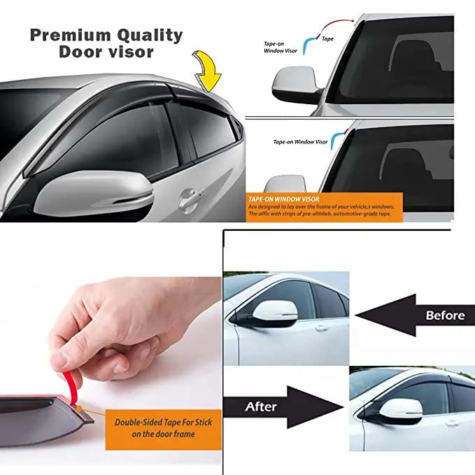 Image of Premium Non-Breakable Car Window Door Visor /Rain Guard /Wind Deflector Compatible for (MG Astor All Models)