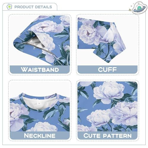 JUNZAN Retro Peonies Blue Big Boys Pullover Hoodie Long Sleeve Hoodie for Boys Camping 4T3