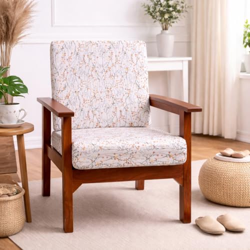 Image of STITCHNEST 'Contour Fit Series' Stretchable Printed Wooden Sofa Cover (Pack of 4) - Elastic Wooden Chair Cover | Wooden Sofa Seat Cover | Size - 20-21 x 20-21 x 3-5 in