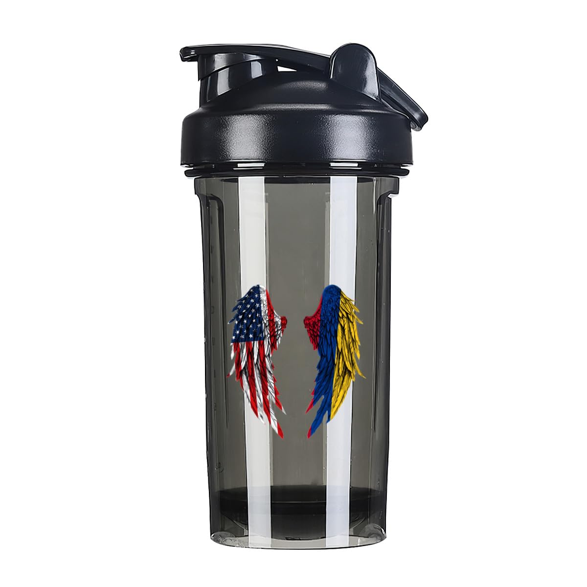Wings America and Colombia Flag 18 Ounce Shaker Cup,Fashion Theme Pattern Shaker Bottle Leak-proof Workout Shake Bottles 500ML/18 oz Perfect for Pre Workout