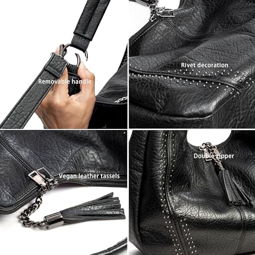Bolso Hobo de cuero oversize para mujer miniatura 6