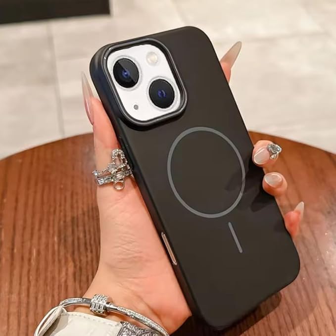 Image of Magnetic Case for iPhone 13 Case Slim Soft Silicone Bumper Shockproof Back Cover Phone Case for iPhone 13 (Black)