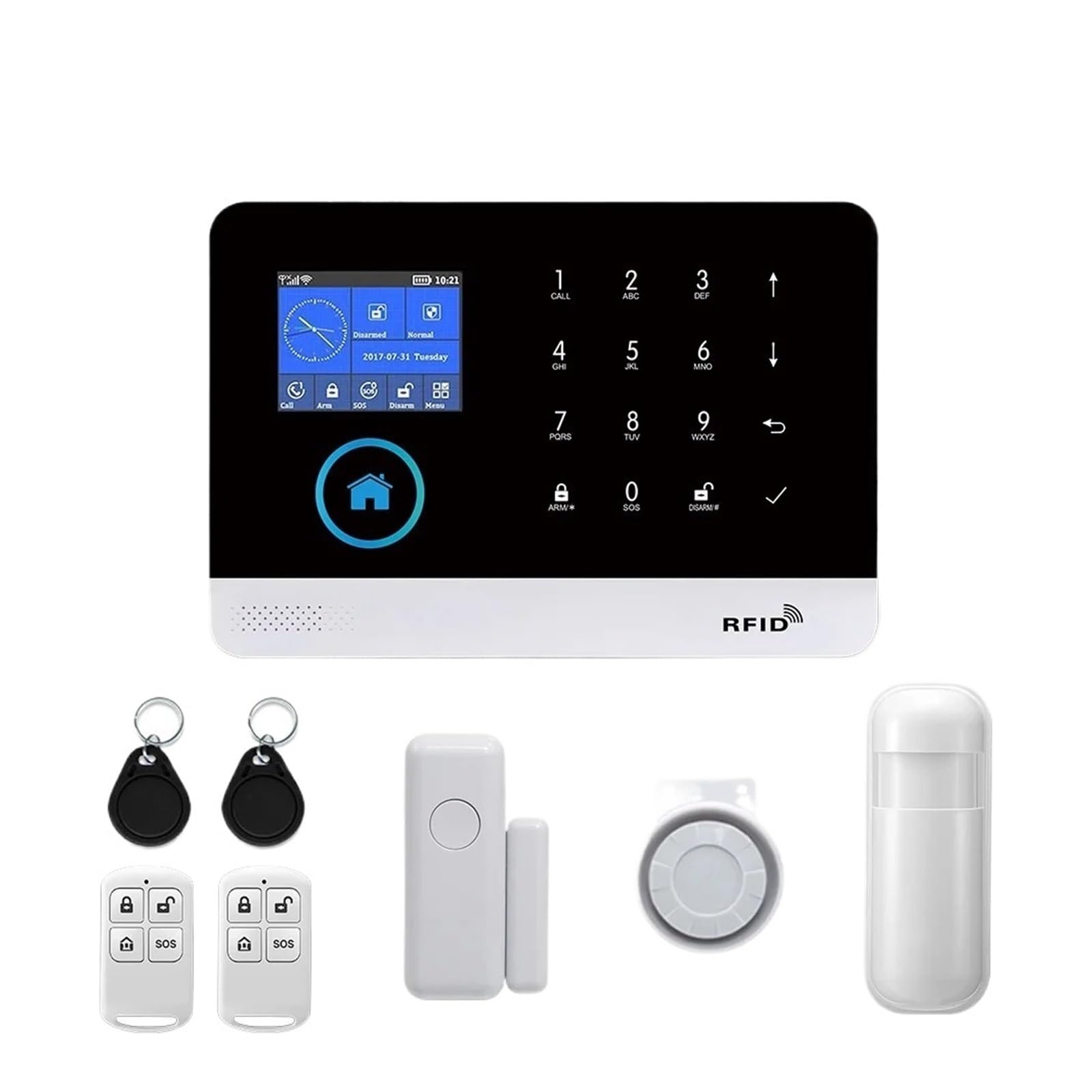 TUYA Wireless WIFI GSM Home Security Alarm System With Solar Strobe Siren PIR Motion Sensor Compatible Remote Monitoring(A)