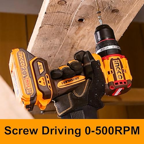Image of Ingco 20V Cordless Impact Wrench 405NM And Impact Drill 66NM, Brushless Motor, Variable Speed, LED Work Light, with 2Pcs 2.0Ah Battery And Charger, Packed by Carrying Case