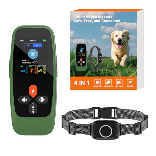 Teendow Wireless Dog Fence with Bark Control & Training Collar, Safety Lock, HD Display