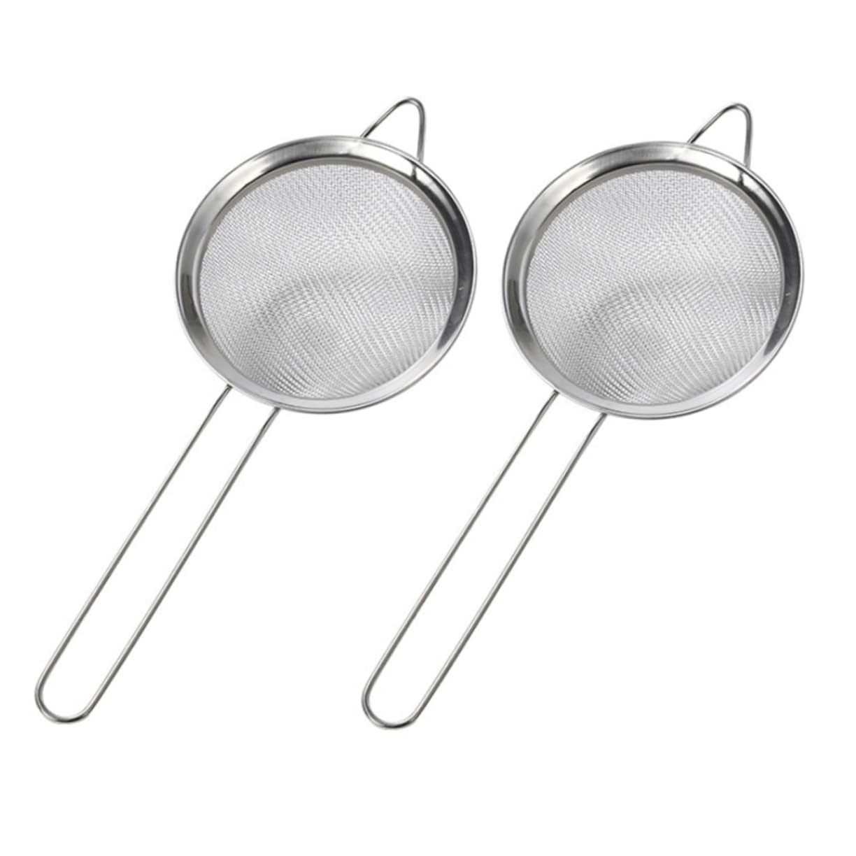 Cabilock 2pcs Stainless Steel Flour Sieve Handheld Sifting Strainer for Easy Dusting for Baking Bread Pizza and Cookies Diameter for Home Use Silver