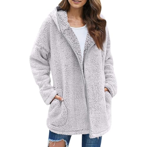 Sherpa Jacket Women Shearling Blanket Blanket Hoodie Full Zip Jacket Coat - image 2