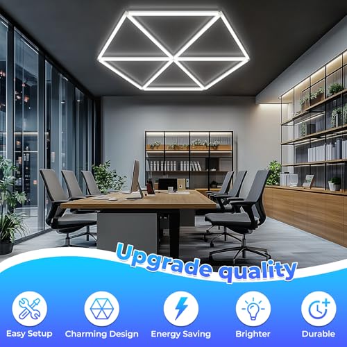 Gneng Led Garage Light-54W, 6500K 5940LM Garage Hexagon Shop Lights for Car Detailing, Workshop, Basement, Gym, Barber - image 6