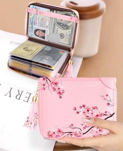 Image of Bistup 40 Slots Credit Card Holder for Women Girls, Plum Blossom