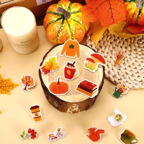 UPINS Fall Pins,60 Pcs Autumn Brooch Pins Acrylic Fall Leaves Squirrel Mushroom Hedgehog and Pumpkin Pins for Clothing Bags Hats Backpack and Gift Decorations3