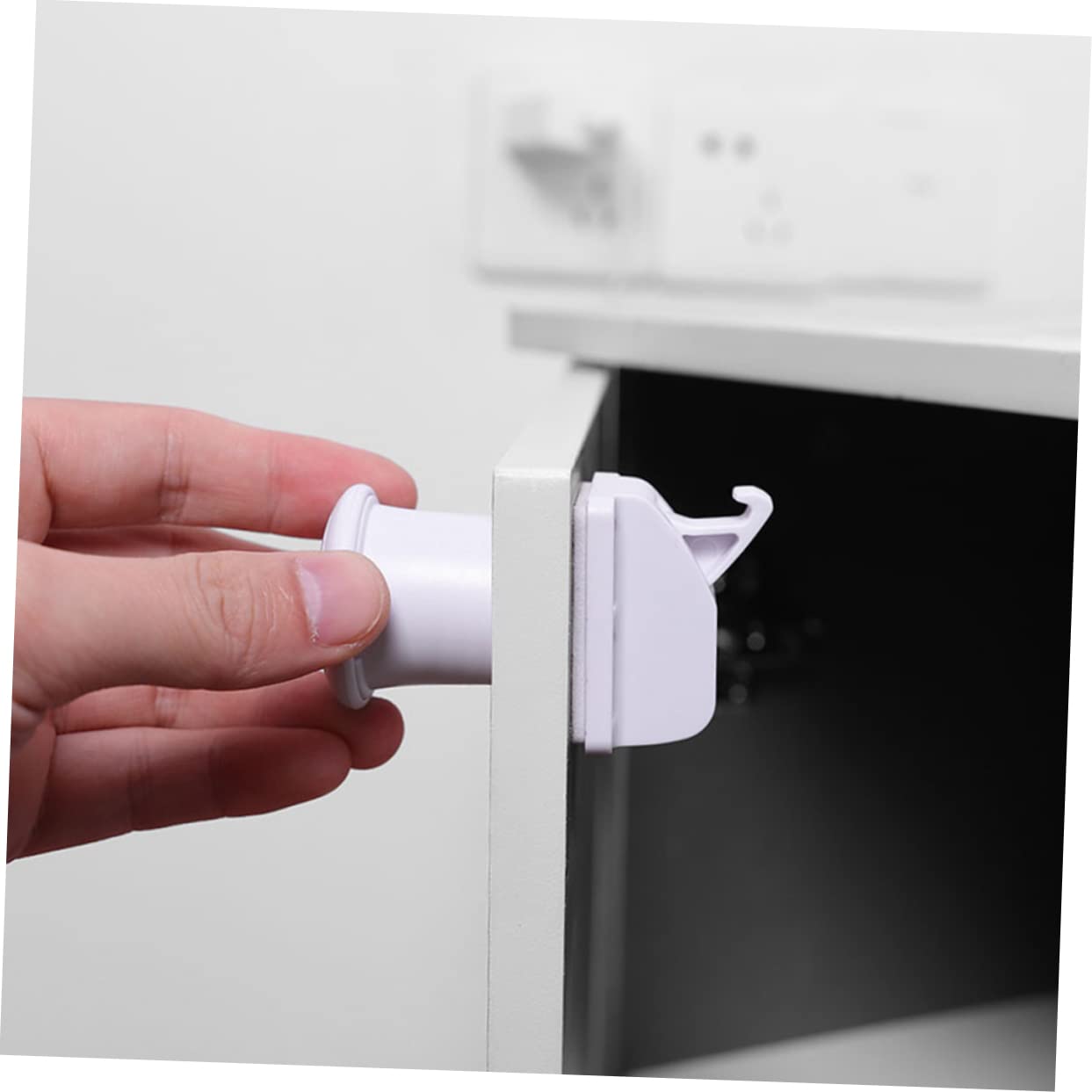 2 Uds Cerradura De Refrigerador Para Niños Cerraduras De Cajón De Bebé Cerraduras De Gabinete Para Niños Lazy Susan Cerradura Infantil Botón Pulsador Pestillo De Gabinete