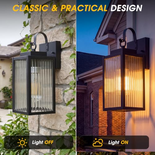 tjjsllhbe Black Outdoor Wall Lantern, Modern Farmhouse Exterior Wall Sconce - image 4