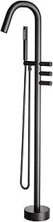 BiaoTeng Freestanding Bath Mixer Tap Brass Hot and Cold 2 Functions with Shower Floorstanding Bath Taps Black
