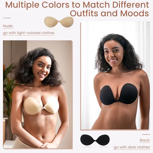 Strapless Sticky Bra Push up Invisible Stick on Bra Adhesive Bras for Women Backless Dress Reusable with Nipple Covers2