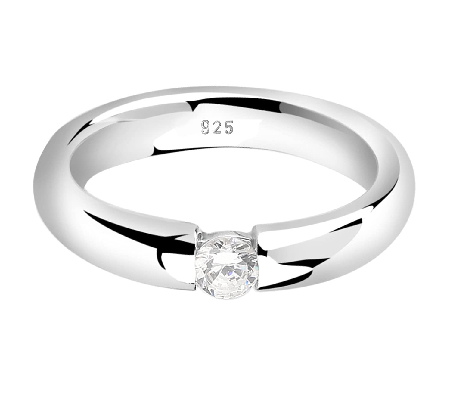 Nenalina Ring Silber 925 Damen Silberring Damenring mit 4 mm Cubic Zirkonia