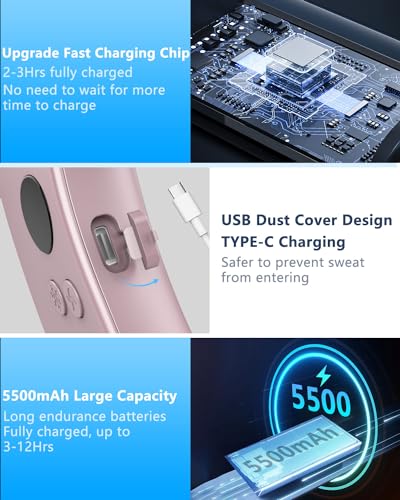 Cooling Neck Fan,5500mAh Personal Fan Neck AC Unit,Portable Leafless Hanging Neck Fan,USB Handsfree Mobile Body Headset Face Devices with LED Display for Adults Childrens in Summer Hot Weather Purple