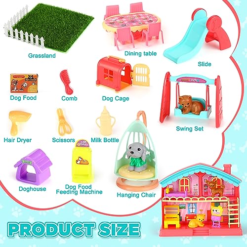 Leyndo IFS-LEYNDO-0862 Pet Pretend Play Toys Set Realistic Pet Figures Playset Cat And Dog Care Role Play Educational Figures Toys Pet Dollhouse Toy Set thumb #1