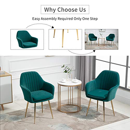 image for AVAWING Modern Living Dining Room Accent Arm Chairs Set of 4, Velvet M