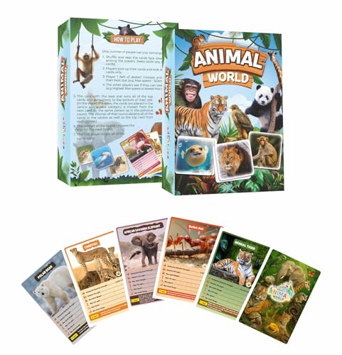 Image of Animal World - 63 Educational & Fun Trump Cards for Kids | Learn Animal Facts, Strength, Speed & Lifespan | STEM-Aligned Wildlife Learning Game | Eco-Friendly