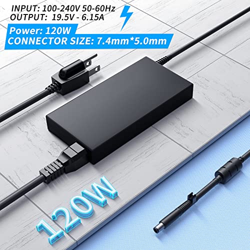 Image of VHBW Replacement for HP 120W Power Adapter Compatible with HP Envy DV4 5300 DV6 7300 DV7 7000 7300 EliteBook 8460W 8560W Thunderbolt Dock G2 G4 HSTNN-DA25 ADP-120MH 677762-001 693709-001 906329-001