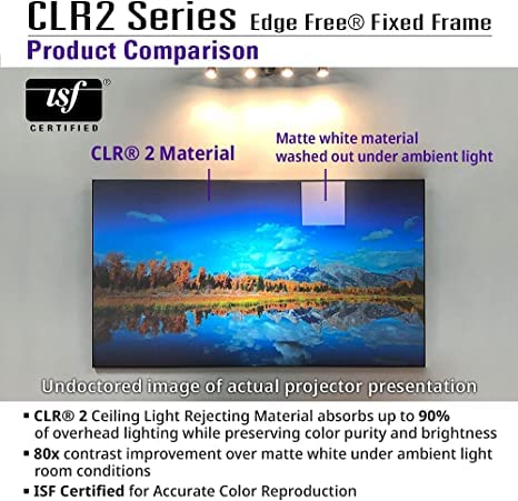 Image of Akia Screens 123 inch ALR Fixed Frame Projector Screen 16:9 CLR2 Ambient Light Rejecting 4K /8K Indoor Home Theater Screen for Short Throw & UST Projectors - AK-NB123H-CLR2.