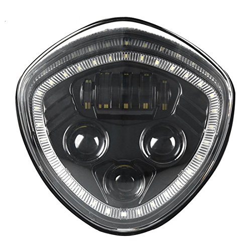 ZHUOYUE 1Pcs Llevó La Linterna Con Blanco Halo Angel Eye DRL Faro LED Para 07-17 Victory Motocicleta Cruceros Cross Road Country,Black