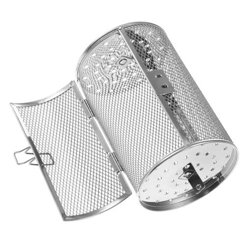 GARIOUANS Cesta Rotatoria de Acero Inoxidable para Horno y Freidora de Aire Rejilla para con Cierre Seguro para Asar Nueces Patatas y Verduras Accesorios para Barbacoa