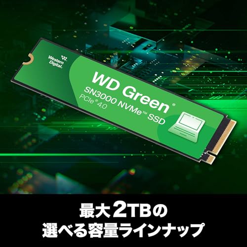 Image of Western Digital NVMe WDS200T4G0E-EC Internal SSD 2TB WD Green SN3000 (Up to 5,000 MB /s Read) M.2-2280 NVMe WDS200T4G0E-EC