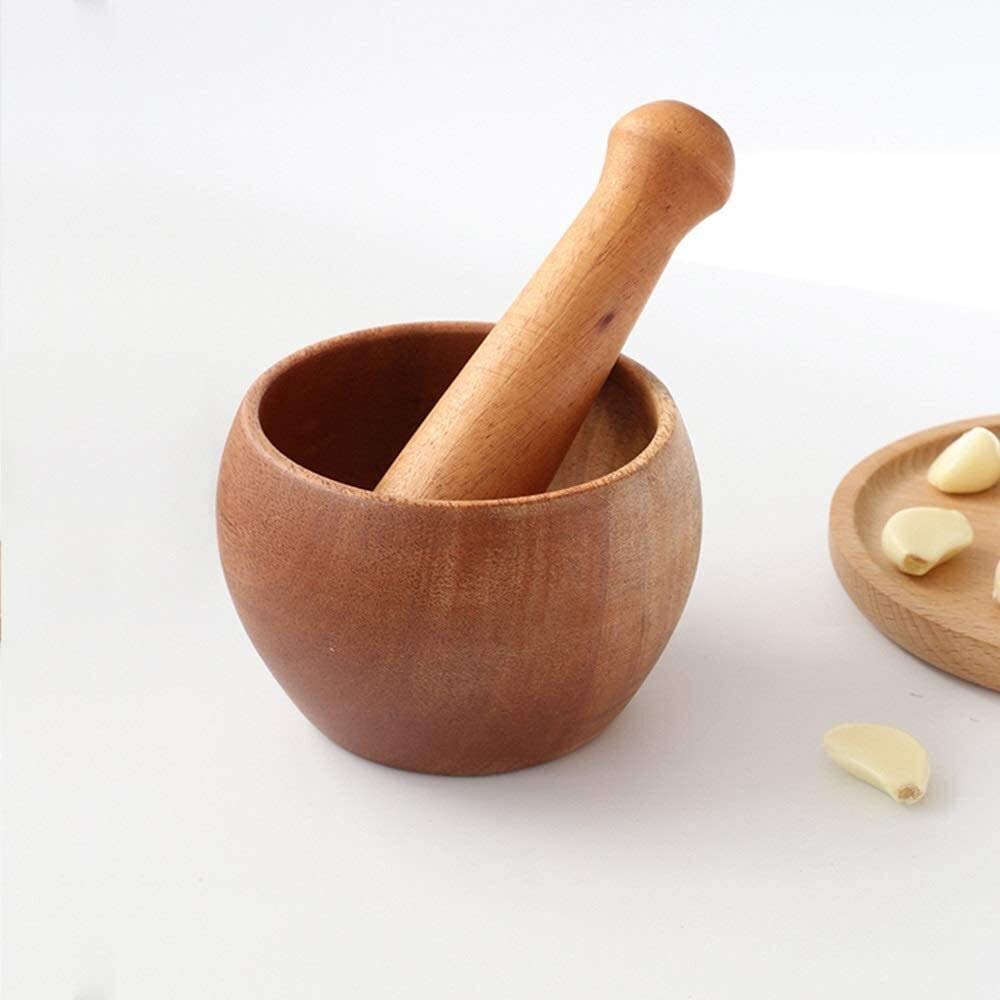 RWRAPS mortero y Maja, Molinillo de mortero y Maja de Madera: para Hierbas, Especias y Uso en la Cocina, Mortero y Maja Hechos a Mano (Size : 11cm) (11cm)