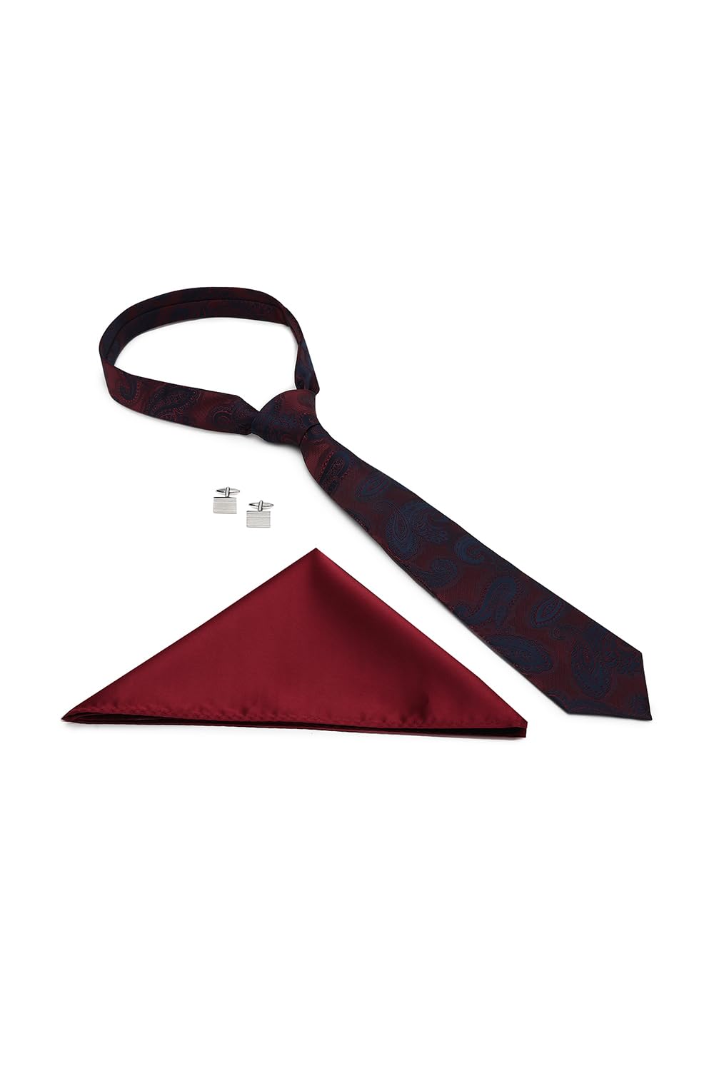 van heusen Men Maroon Party Tie Pocket Square And Cufflink-picture-47