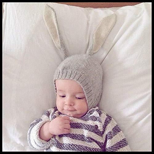 Crochet Earflap Pilot Hats Rabbit Ears Beanie Cap Winter Warm Knit Caps For Toddlers Baby Girls And Boys Gray #TOP2