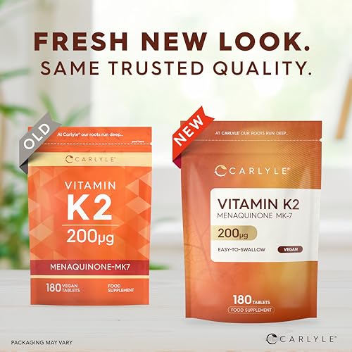 Vitamin K2 MK7 200ug | 180 Vegan Tablets | High Strength Menaquinone-MK7 | Suitable for Vegetarians and Vegans | by Carlyle - Image 5