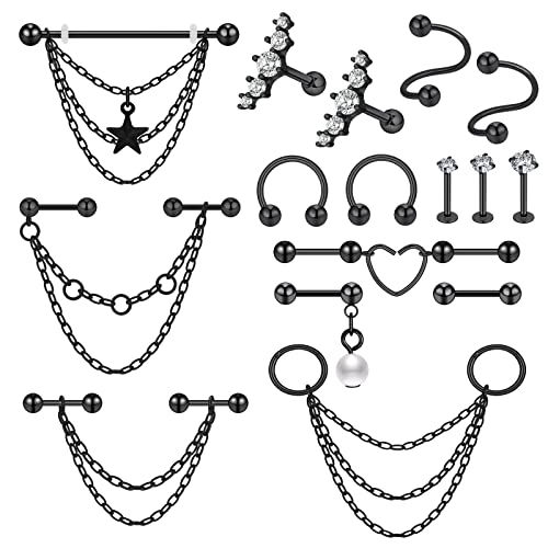 YOFANST Industrial Barbell Stainless Steel Industrial Piercing Bar Earring Cartilage Piercing Jewelry 38mm 1&1/2 Inch