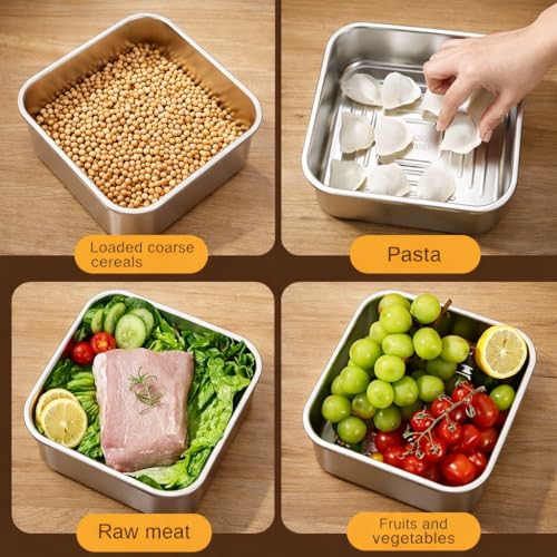 Image of Stainless Steel 2600ml Food Storage Container /Bento Lunch Box with Airtight Lid & Handle | Leakproof, Fridge & Freezer Safe Meal Prep Container for Fruits, Vegetables, Meat & Leftovers