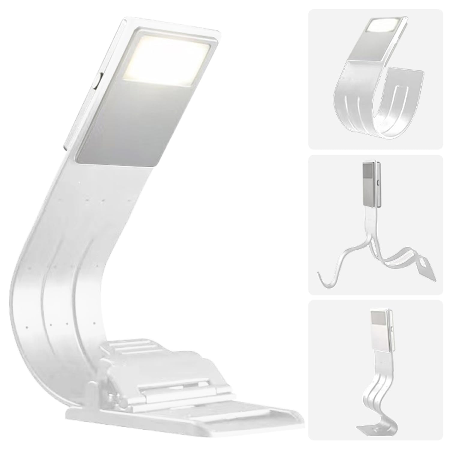 QDPKPI Bookmark Book Light, Clip on Book Lights for Reading at Night, Reading Lights for Books in Bed - Eyes, 8 LED with 3 Colors Temperatures & Stepless Dimming for Readers & Kids -White