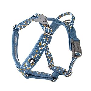 Hurtta Razzle-Dazzle Y-harnas voor honden, gevoerd, 100% gerecycled polyester, blauw 65-80 cm