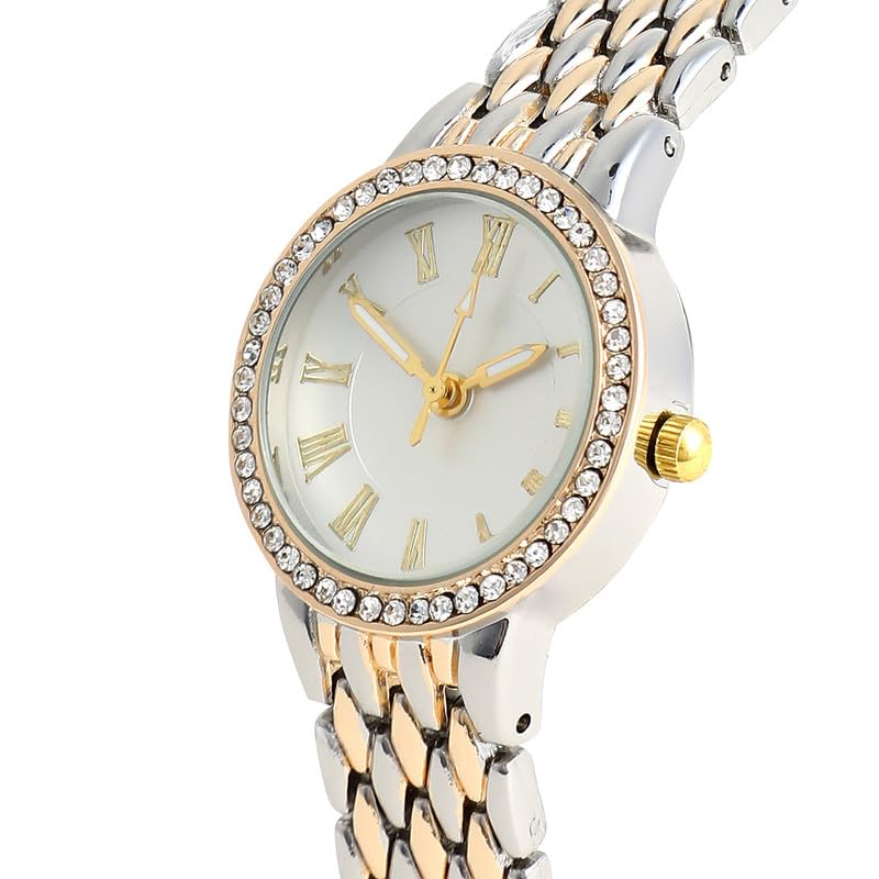 Image of Haute Sauce Women's The Serpenti Round Watch | Multicolour Stainless Steel Strap | Ivory White Dial | One-Size | Foldover Closure | Quartz | Battery | Wrist Belt Watch for Female and Girls