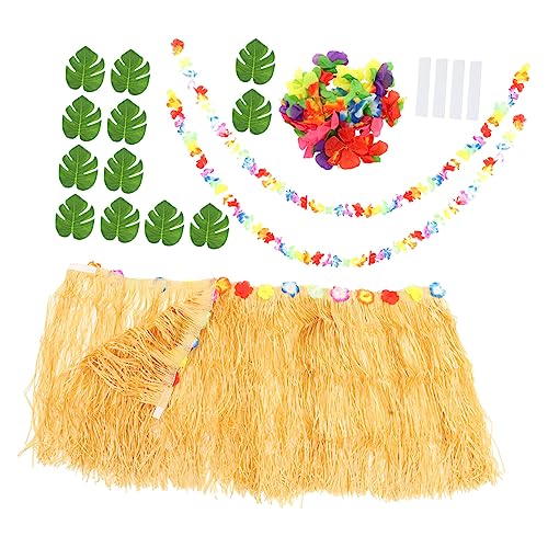 PRETYZOOM 1Set Luau Party Table Skirt with Turtle Leaf Decor Including Table Skirt Leaves Hibiscus Flowers Flower Garland and Strips