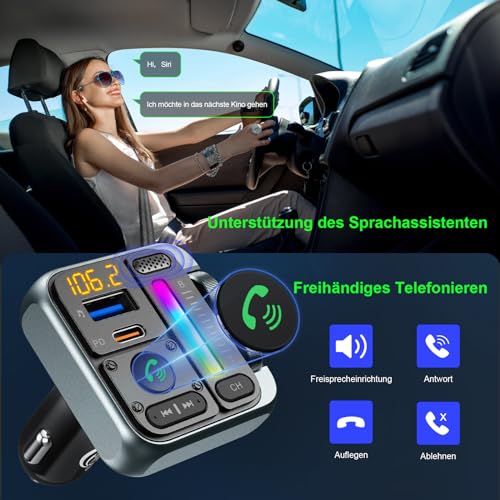 SOARUN 2025 Bluetooth 5.3 FM Transmitter, PD 45W & QC3.0 12W Schnelles Autoladegerät, Bluetooth...