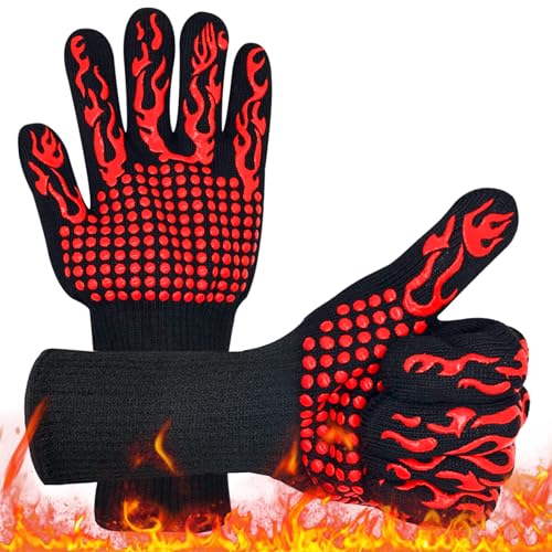 MINGBOLIN 2Piezas Manoplas Horno Resistentes al Calor hasta 800°C – Guantes de Cocina, Guantes Horno, Guantes Barbacoa para Cocina, Horno, Barbacoa, Microondas Casero y Tratamiento Térmico Industrial