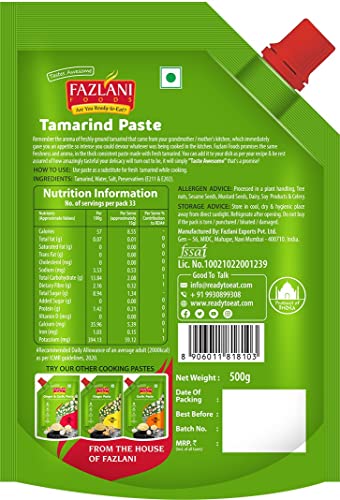 Image of Fazlani Foods Fresh Tamarind Paste | Ready-to-Use, Thick & Coarse | Tangy & Sweet Flavor | 500 grams | Pack of 1