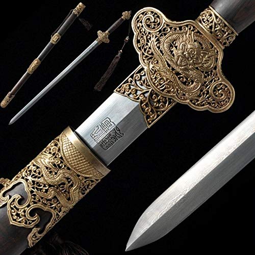 GLW Sword Hand Forged Pattern Steel Blade Sky Dragon Sword Pure Copper Fittings #5006