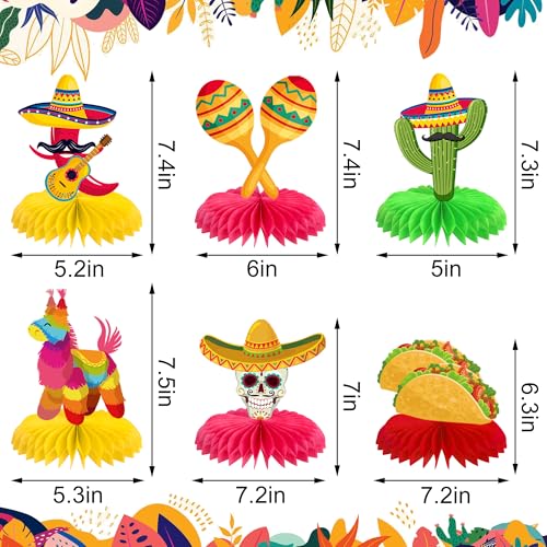 Image of 20 PCS Fiesta Party Decorations Set Mexican Banner Cinco De Mayo Mexico Banner Hanging Swirls and Honeycomb Centerpieces for Mexican Theme Fiesta Taco Birthday Party Decoration