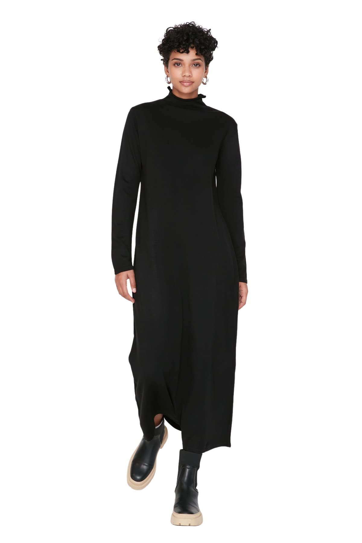 Trendyol Women Modest Maxi Basic Regular Knitwear Modest Dresses Black
