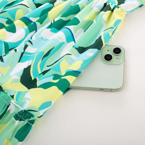 Image of GRACE KARIN 2026 Women's Spaghetti Vacation Sundress Summer Beach Flowy Boho Floral Maxi Dresses with Pockets Green Yellow Floral L