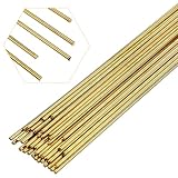 Moxweyeni 40 Pcs Brass Rods 1.5 mm 2 mm Brass Welding Brazing Rods Copper Alloy Solid for DIY Craft Drift Punches Knife Handle Lathe(1.5 mm)