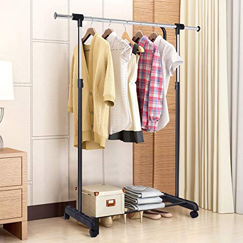 image for Multigot Garment Rack, Single Adjustable Rod Freestanding Clothing Met