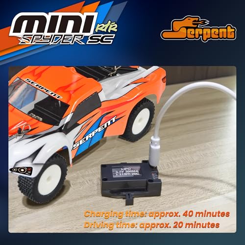 Image of Serpent Mini Spyder 1 /24 Scale RC Car with Gyro, 20km /h High Speed Electric Powered RTR Off-Road Remote Control Car, 2.4GHz Short Course Truck, High Performance with 1 Battery 1 USB Data Cable
