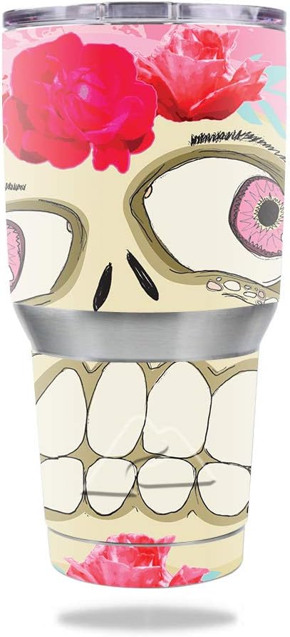 MightySkins Skin Compatible with Ozark Trail 30 oz Tumbler - Happy Sugar Skull | Protective, Durable, and Unique Vinyl Decal wrap Cover | Easy to Apply, Remove, and Change Styles | Made in The USA